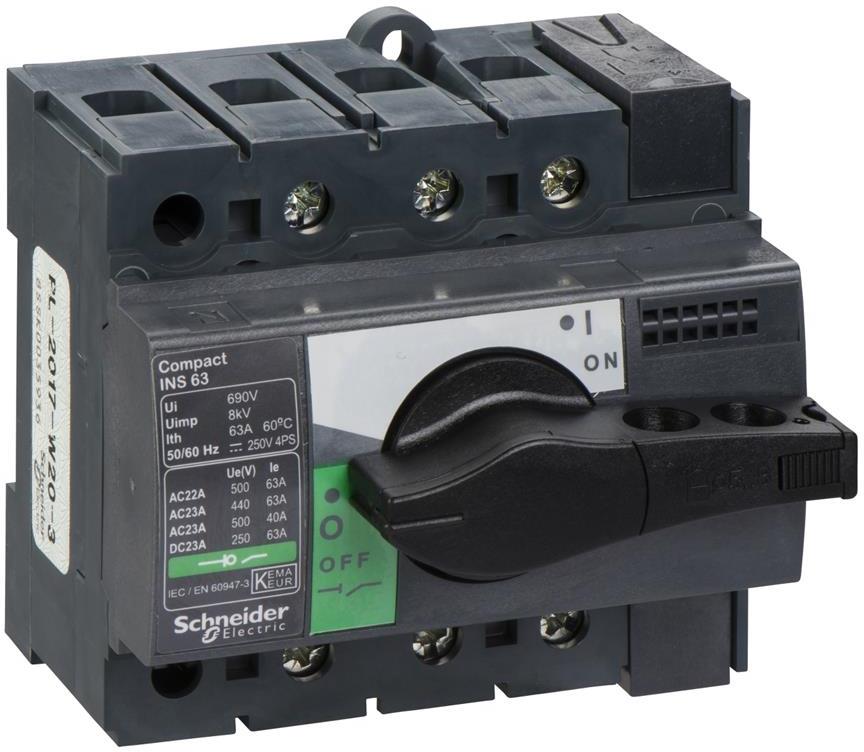 Товаров прекъсвач INS63 3P 63A, за DIN монтаж, с ръкохватка SE