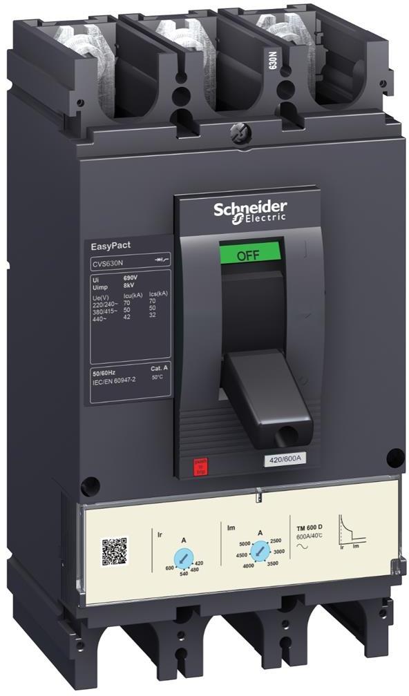 Автомат CVS630F 3P 500А TM 36kA регулируем (In x 0.7...1) SE