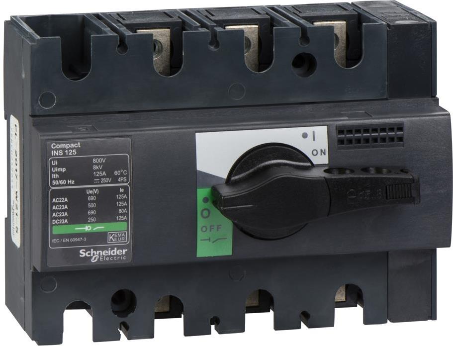 Товаров прекъсвач INS125 3P 125A, за DIN монтаж, с ръкохватка SE