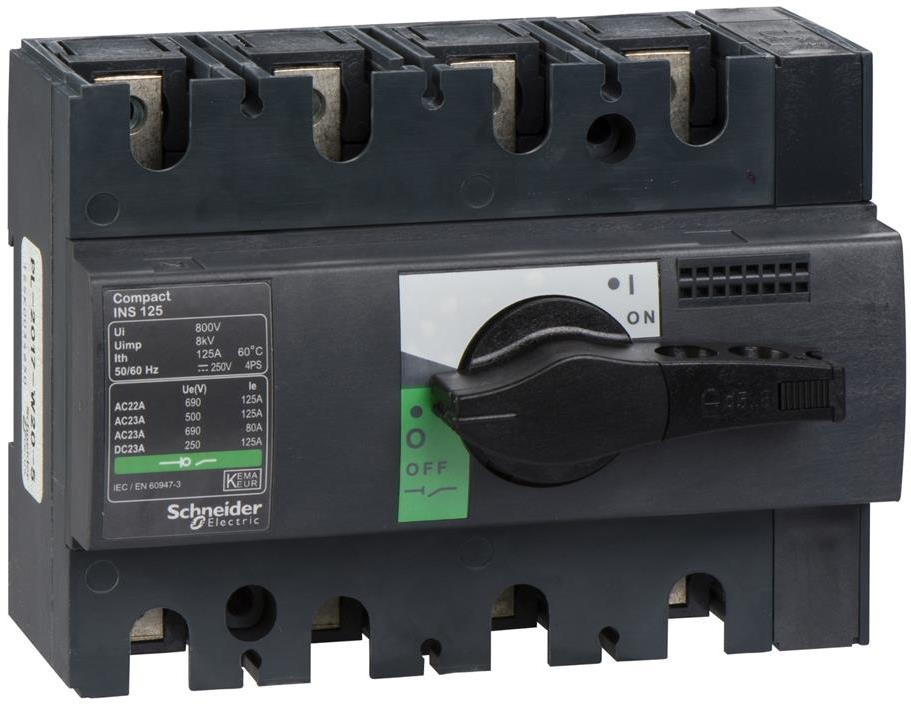 Товаров прекъсвач INS125 4P 125A, за DIN монтаж, с ръкохватка SE