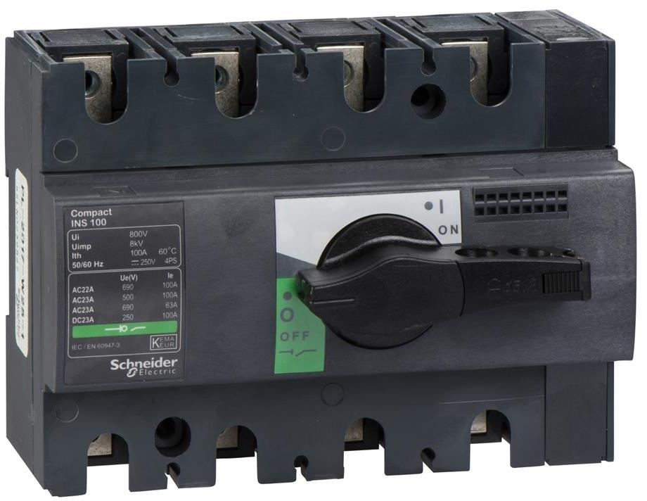 Товаров прекъсвач INS100 4P 100A, за DIN монтаж, с ръкохватка SE