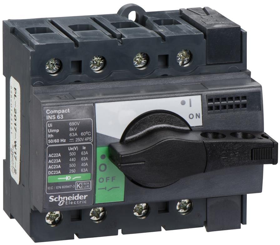Товаров прекъсвач INS63 4P 63A, за DIN монтаж, с ръкохватка SE