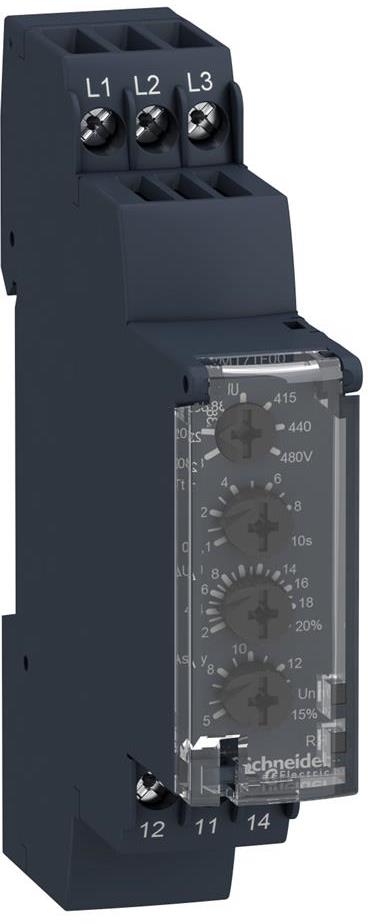 Реле за контрол на напрежение 3P мин+макс праг, 1c/o 5A, 208...480Vac SE