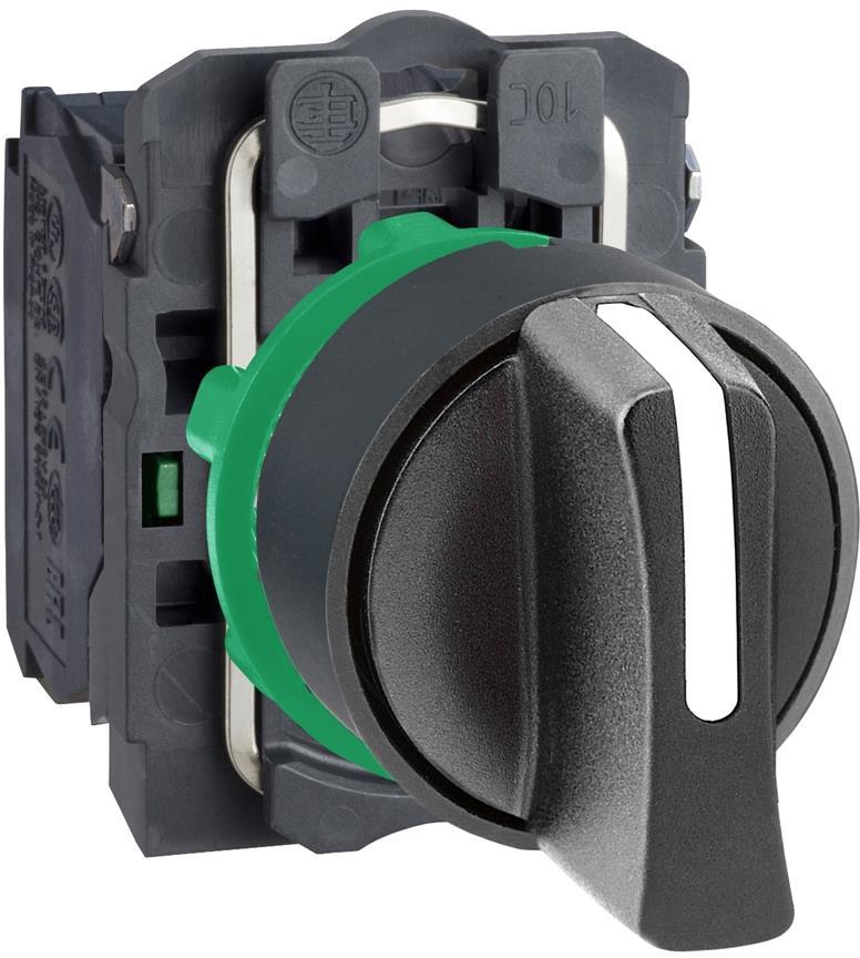 Превключвател черен 1-2-3 2NO Ø22mm XB5 SE