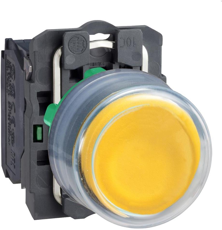 Бутон сглобен жълт 1NO със защитно капаче Ø22mm XB5 SE