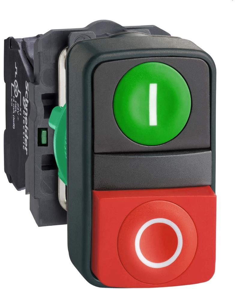 Бутон сглобен пуск/стоп - зелен I | червен 0 1NO-1NC Ø22mm XB5 SE