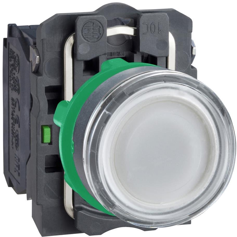 Бутон сглобен бял 1NO-1NC светещ 230...240Vac Ø22mm XB5 SE