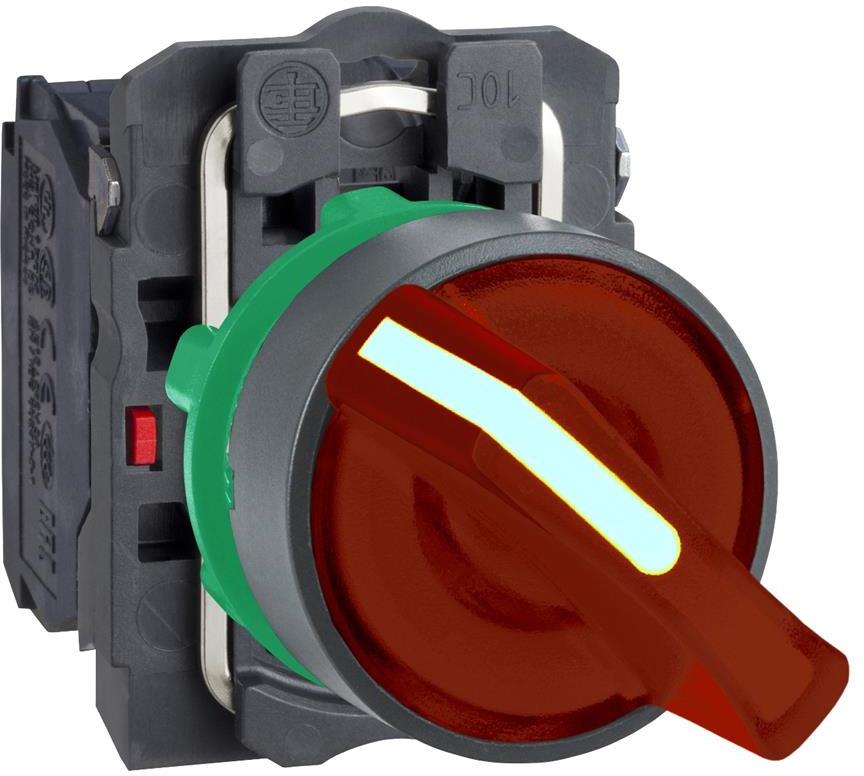 Превключвател червен 1-2 1NO-1NC светещ 230...240Vac Ø22mm XB5 SE