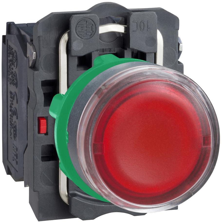 Бутон сглобен червен 1NO-1NC светещ 230...240Vac Ø22mm XB5 SE