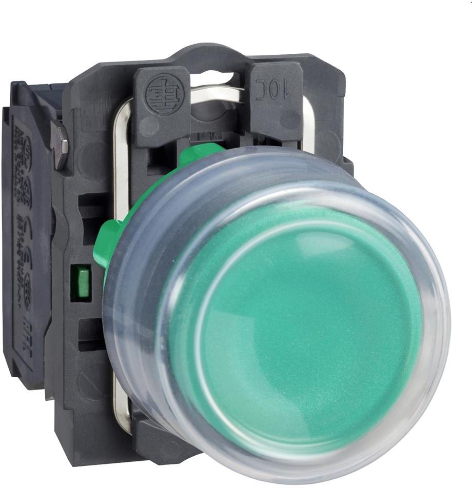 Бутон сглобен зелен 1NO със защитно капаче Ø22mm XB5 SE