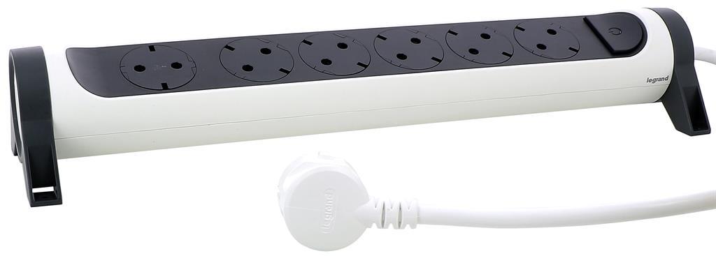 Разклонител БЯЛ 6x2P+E с кабел 1.5 метра / 3x1.5мм2 Premium NEW Legrand