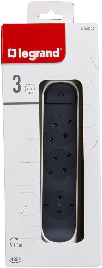 Разклонител БЯЛ 3x2P+E с кабел 1.5 метра / 3x1.5мм2 Premium NEW Legrand
