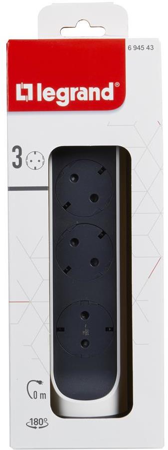 Разклонител БЯЛ 3x2P+E без кабел Premium NEW Legrand