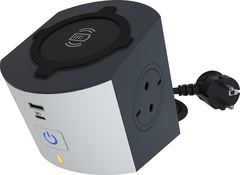 Разклонител бял 2x2P+E с кабел 2 метра с безжично зарядно 10W и USB A+C 3A 15W Corner NEW Legrand