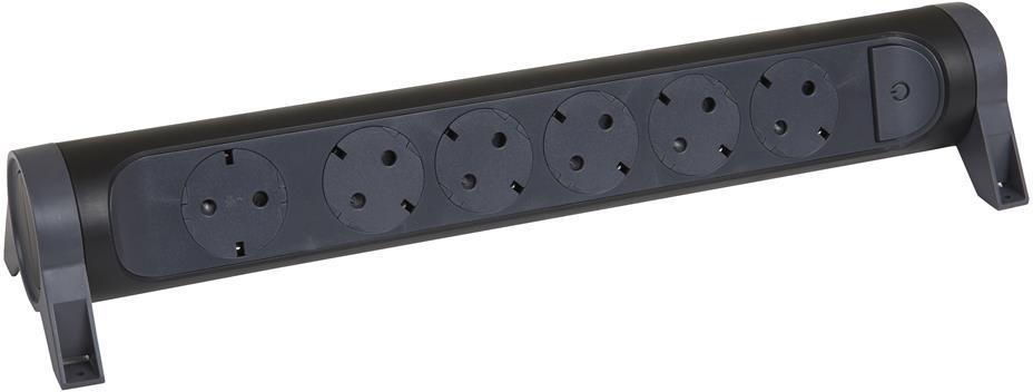 Разклонител ЧЕРЕН 6x2P+E без кабел Premium NEW Legrand