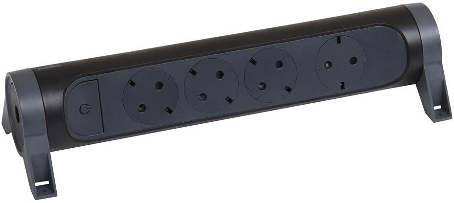 Разклонител ЧЕРЕН 4x2P+E без кабел Premium NEW Legrand