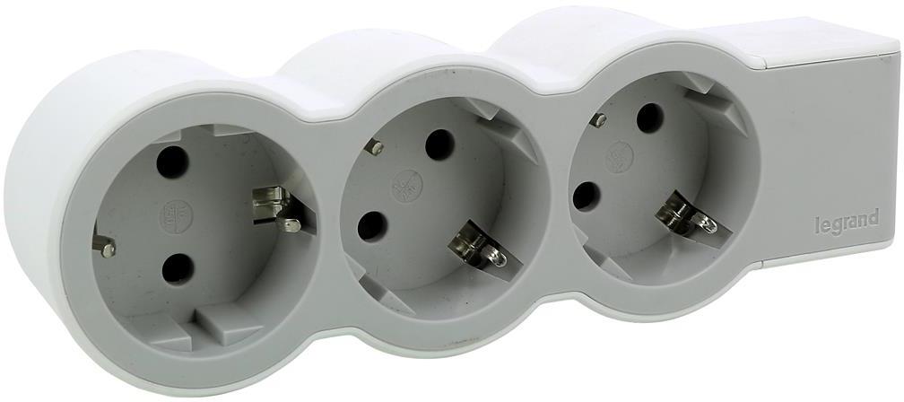 Разклонител БЯЛ 3x2P+E без кабел Standard NEW Legrand