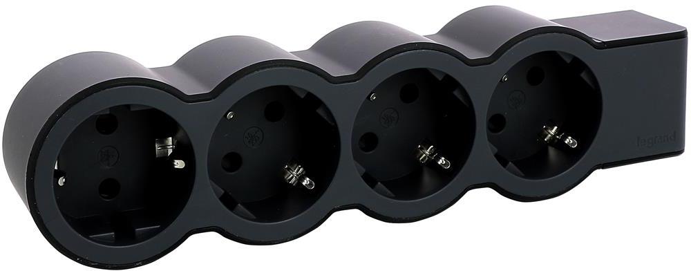 Разклонител ЧЕРЕН 4x2P+E без кабел Standard NEW Legrand