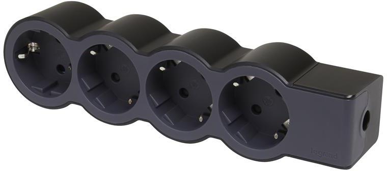 Разклонител ЧЕРЕН 4x2P+E без кабел Standard NEW Legrand
