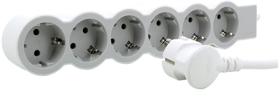 Разклонител БЯЛ 6x2P+E с кабел 1.5 метра / 3x1.5мм2 Standard NEW Legrand