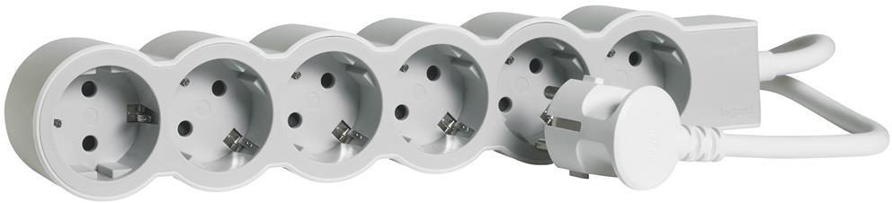 Разклонител БЯЛ 6x2P+E с кабел 3 метра / 3x1.5мм2 Standard NEW Legrand