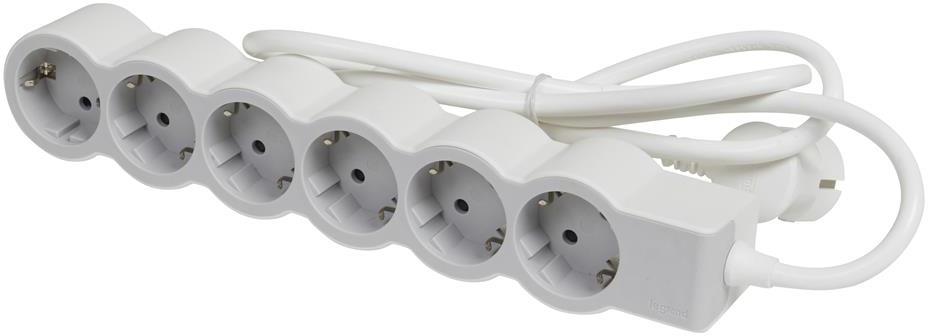 Разклонител БЯЛ 6x2P+E с кабел 3 метра / 3x1.5мм2 Standard NEW Legrand