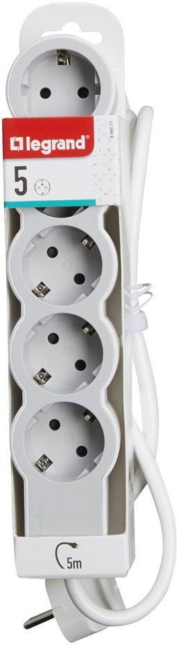 Разклонител БЯЛ 5x2P+E с кабел 5 метра / 3x1.5мм2 Standard NEW Legrand