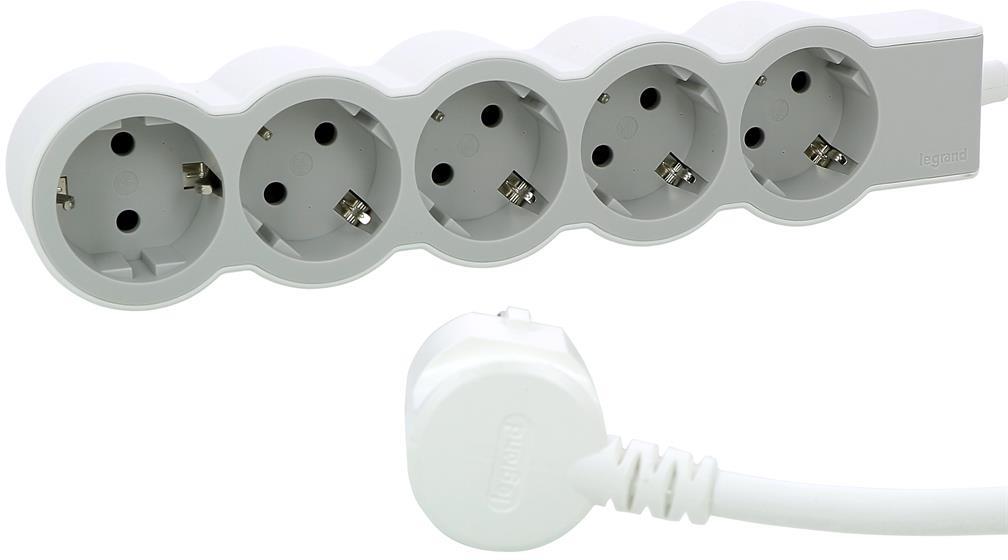Разклонител БЯЛ 5x2P+E с кабел 3 метра / 3x1.5мм2 Standard NEW Legrand