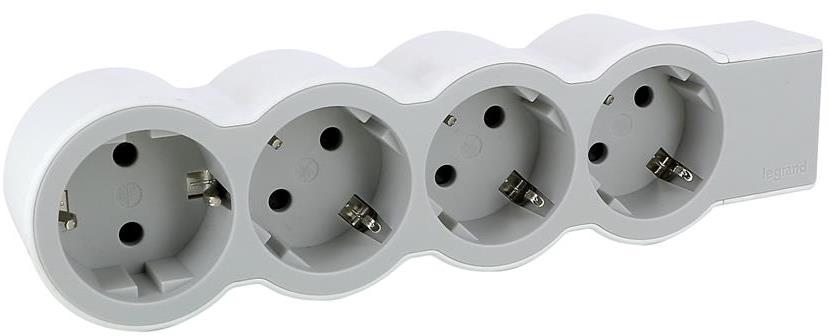 Разклонител БЯЛ 4x2P+E без кабел Standard NEW Legrand