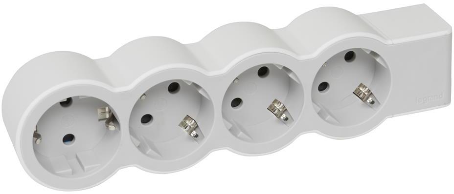 Разклонител БЯЛ 4x2P+E без кабел Standard NEW Legrand