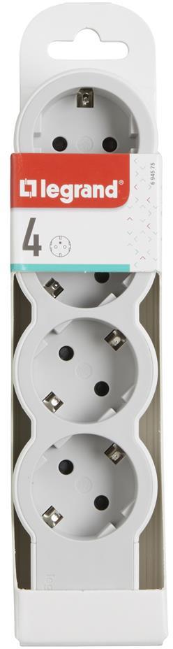 Разклонител БЯЛ 4x2P+E без кабел Standard NEW Legrand