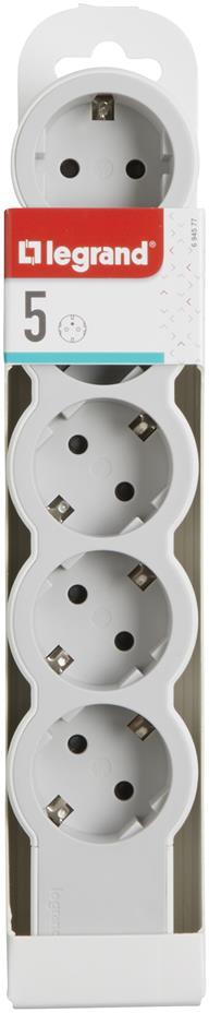 Разклонител БЯЛ 5x2P+E без кабел Standard NEW Legrand