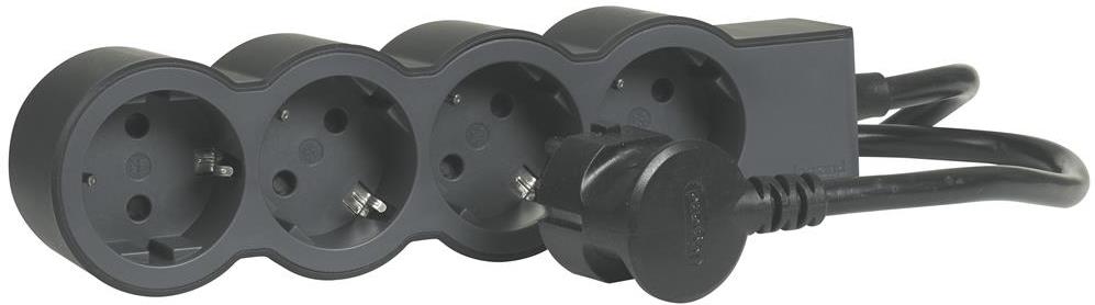 Разклонител ЧЕРЕН 4x2P+E с кабел 3 метра / 3x1.5мм2 Standard NEW Legrand