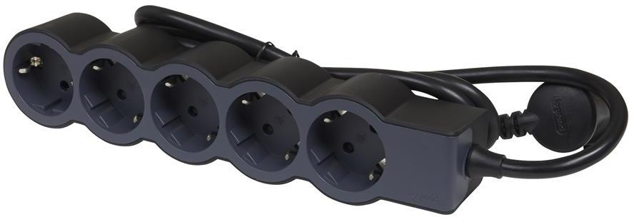 Разклонител ЧЕРЕН 5x2P+E с кабел 3 метра / 3x1.5мм2 Standard NEW Legrand