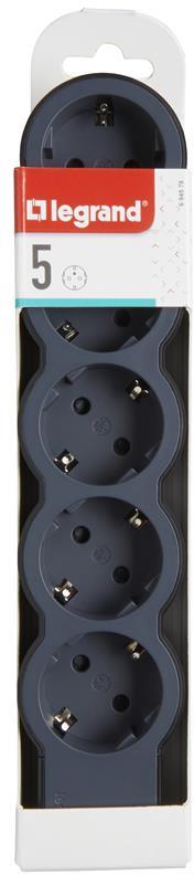 Разклонител ЧЕРЕН 5x2P+E без кабел Standard NEW Legrand