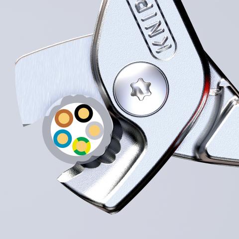 Ножици за рязане на кабел до 50мм2 StepCut, хромирани, VDE 1000V жълто-червена ръкохватка 160мм, Knipex