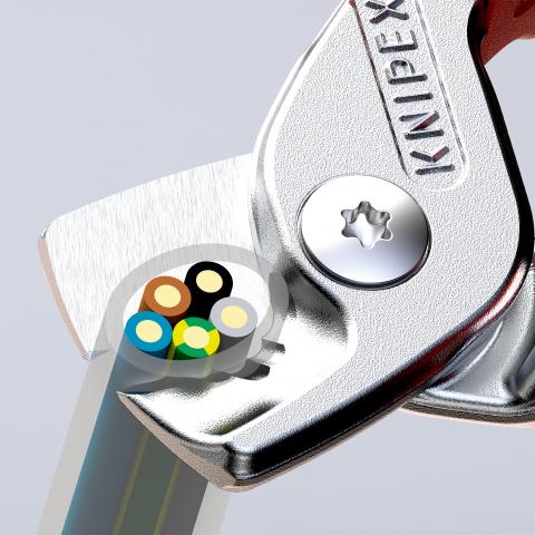 Ножици за рязане на кабел до 50мм2 StepCut, хромирани, VDE 1000V жълто-червена ръкохватка 160мм, Knipex