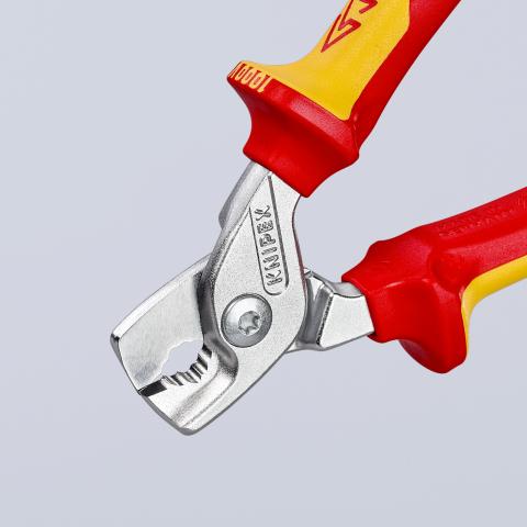 Ножици за рязане на кабел до 50мм2 StepCut, хромирани, VDE 1000V жълто-червена ръкохватка 160мм, Knipex