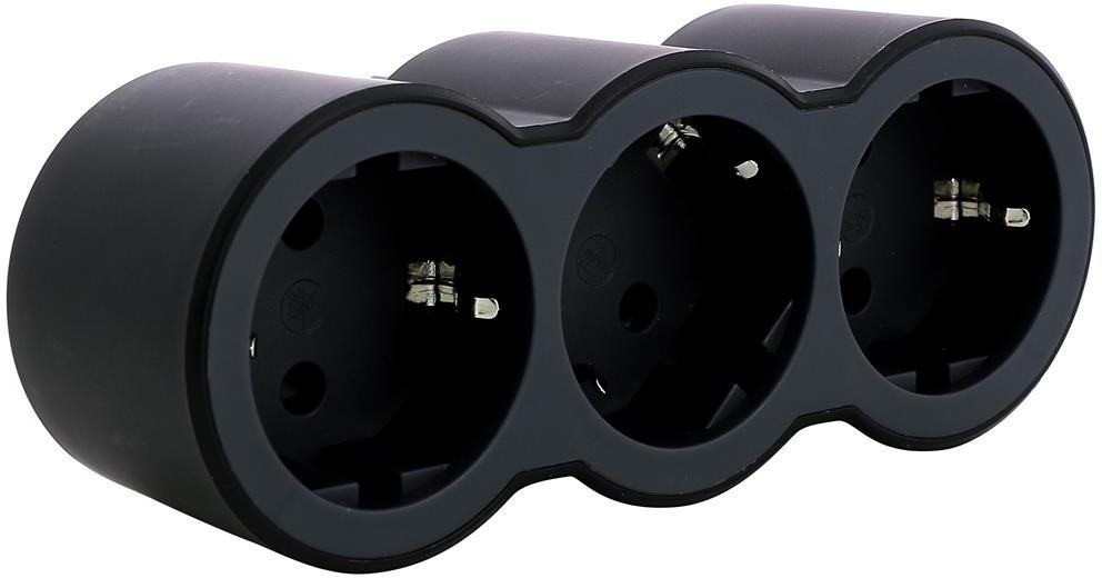 Адаптер за контакт 3х Шуко черен NEW Legrand