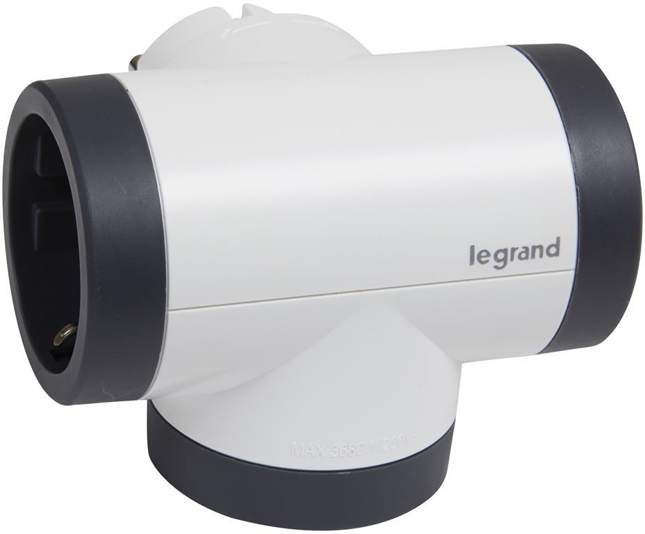 Адаптер за контакт 3х Шуко Т-образен въртящ бял NEW Legrand