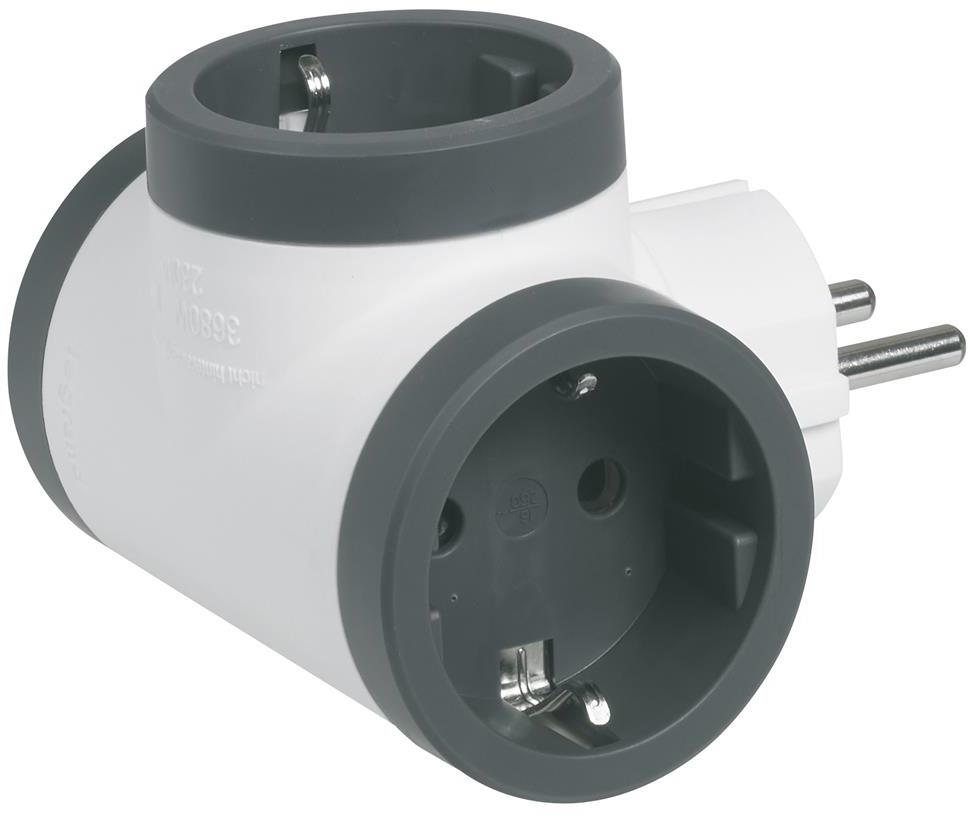 Адаптер за контакт 3х Шуко Т-образен бял NEW Legrand