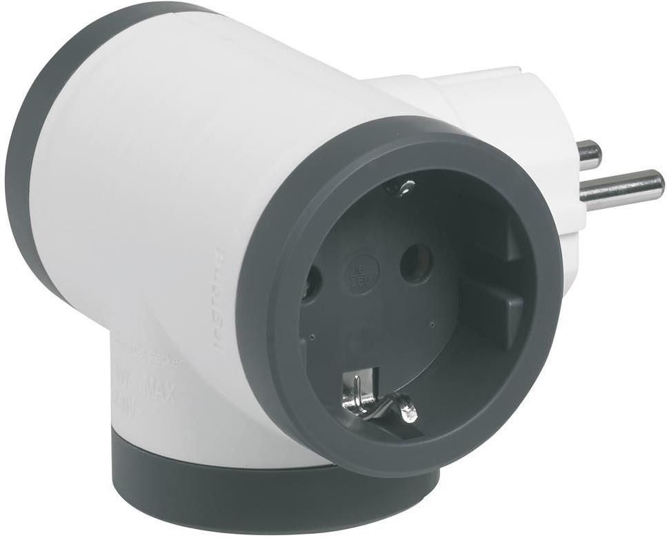 Адаптер за контакт 3х Шуко Т-образен бял NEW Legrand