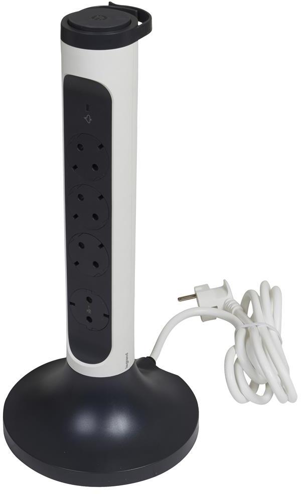 Колона бяла 4x2P+E с кабел 2 метра с гръмозащита Corner NEW Legrand