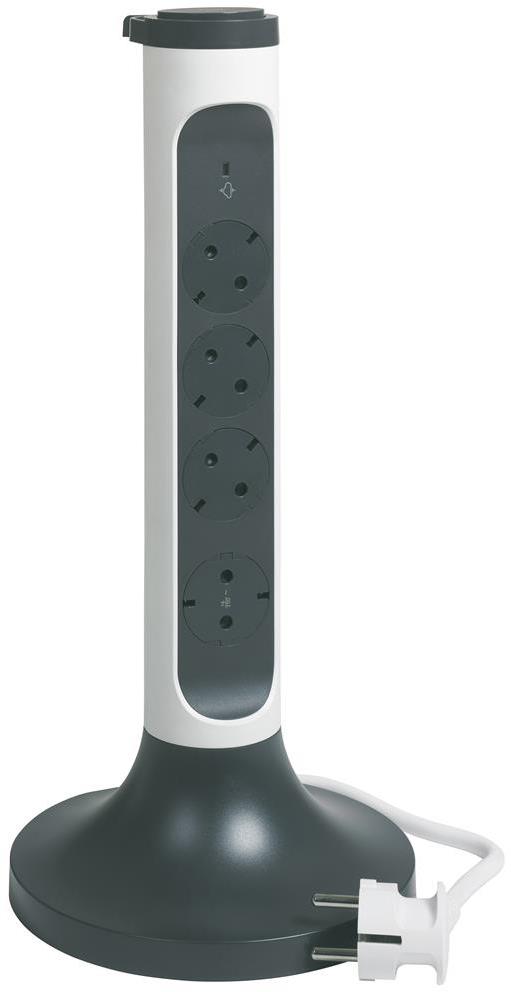 Колона бяла 4x2P+E с кабел 2 метра с гръмозащита Corner NEW Legrand