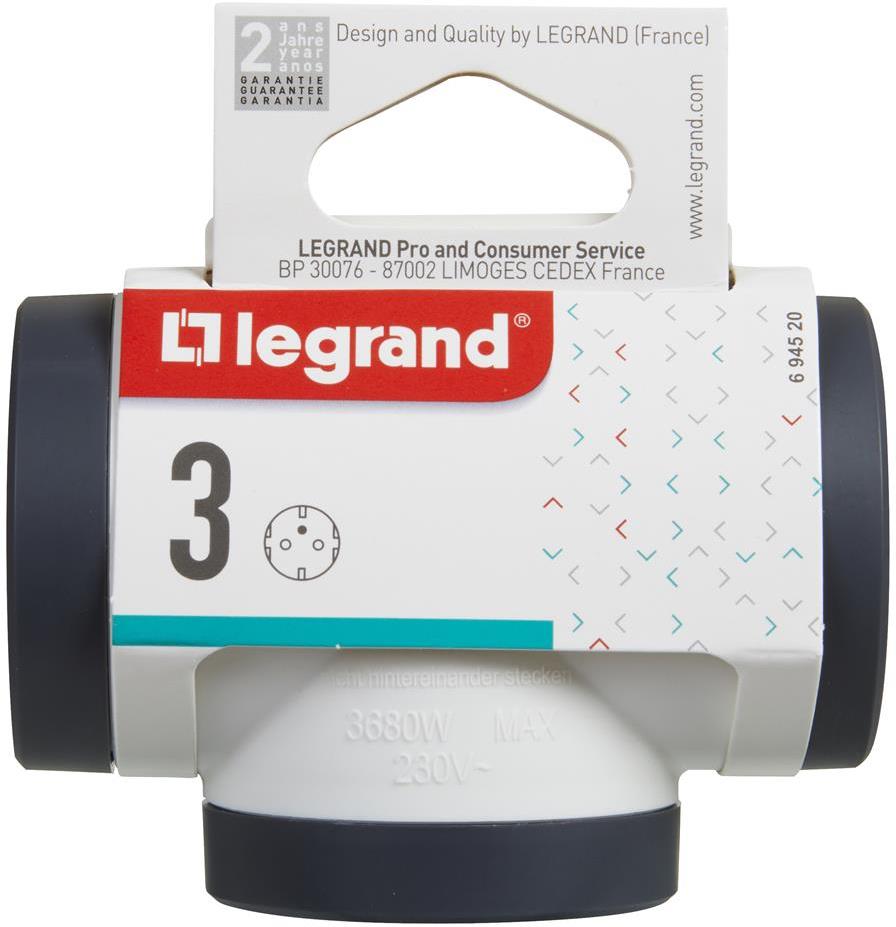 Адаптер за контакт 3х Шуко Т-образен бял NEW Legrand