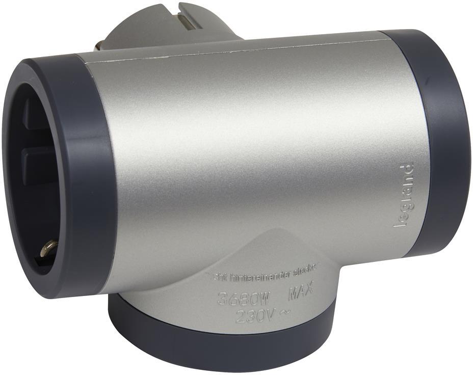 Адаптер за контакт 3х Шуко Т-образен алуминий NEW Legrand