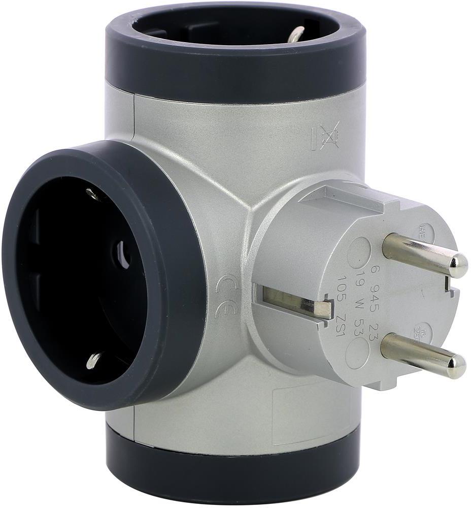 Адаптер за контакт 3х Шуко Т-образен алуминий NEW Legrand