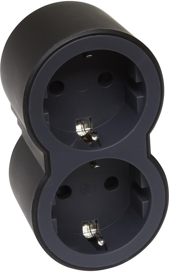 Адаптер за контакт 2х Шуко черен NEW Legrand