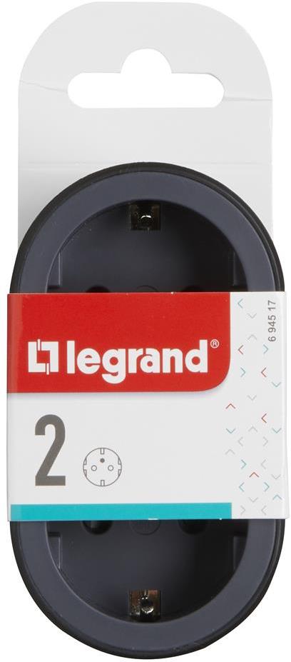 Адаптер за контакт 2х Шуко черен NEW Legrand