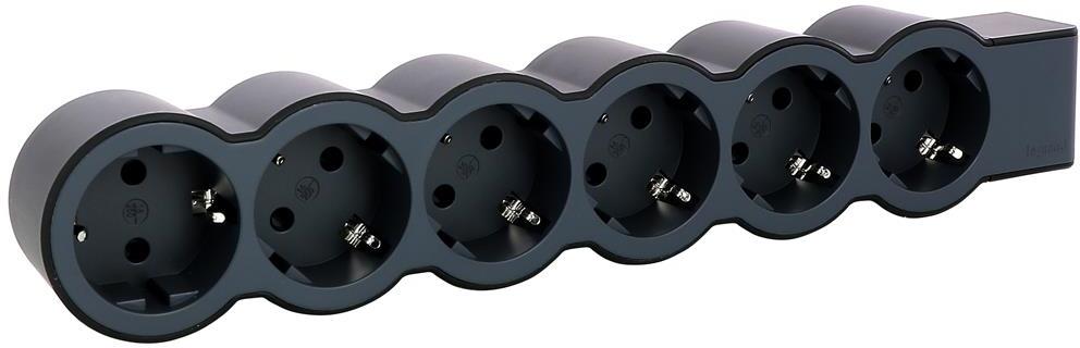 Разклонител ЧЕРЕН 6x2P+E без кабел Standard NEW Legrand